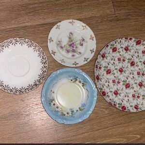 Vintage Mismatched China Saucers Lot of 19 Floral Gold Trim Tea Party Plates AM